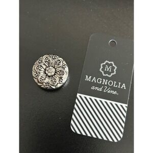 Snap Charm Silver Excellent Floral Rhinestone Magnolia and Vine Standard Snap